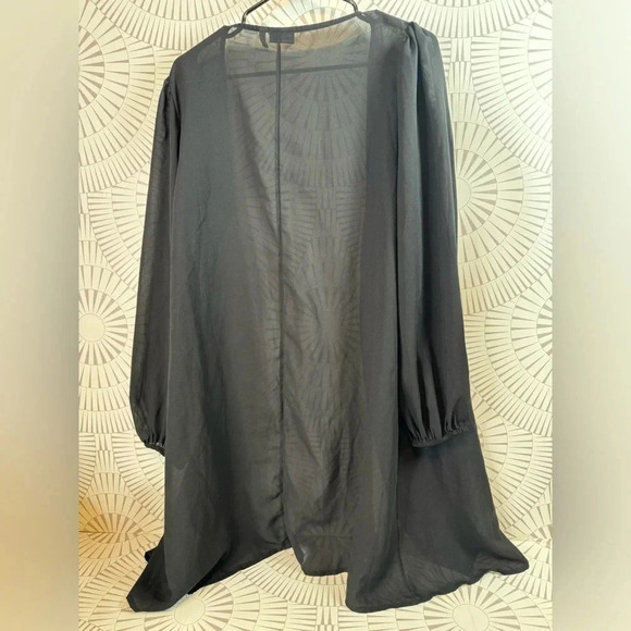 ASOS Design Black‎ Sheer Long Sleeve Wrap Size 14 - Picture 3 of 5